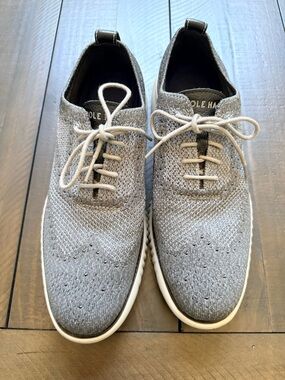 Cole Haan Light Gray Knit Lace-Up Oxfords